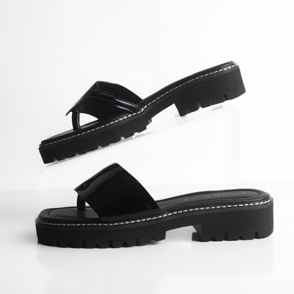 Donald Pliner Womens Beulah Platform Sandals Thongs Patent Leather Black US 8.5 - Picture 5 of 9